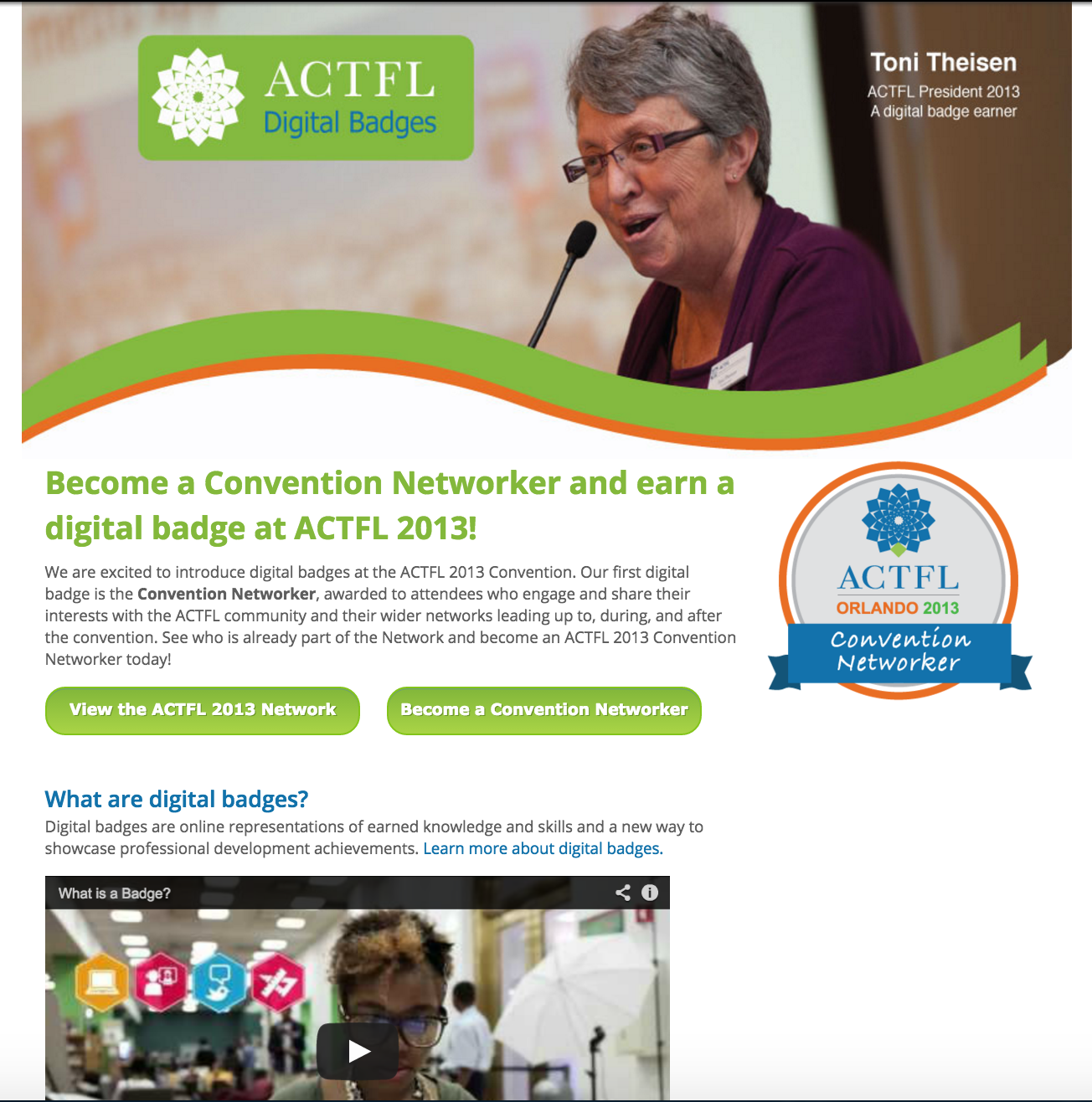 ACTFL Digital Badges website home