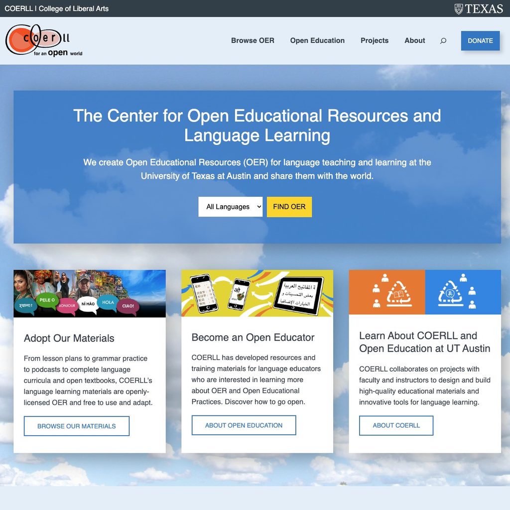 COERLL website home page