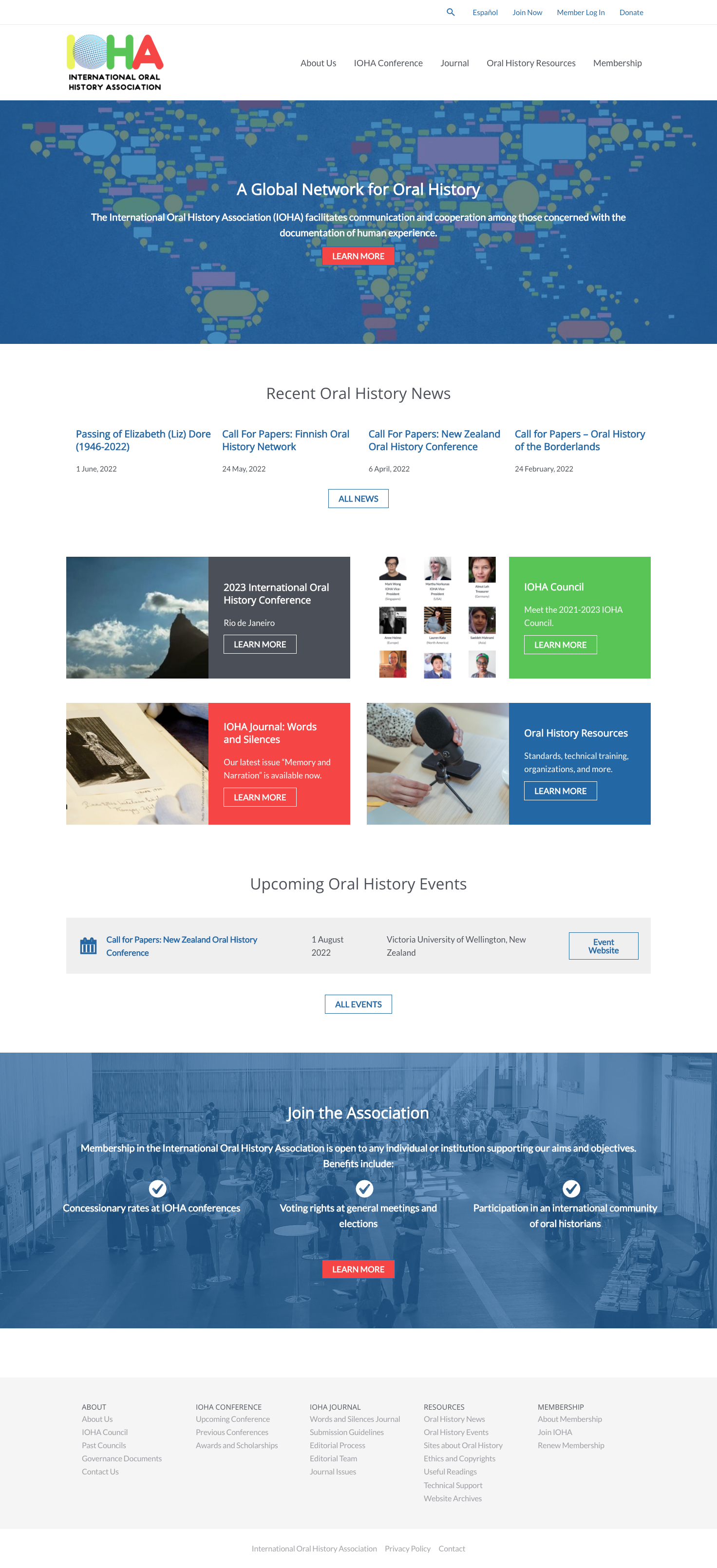 IOHA Homepage screenshot